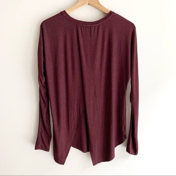 Aritzia Wilfred La Riviere Top Long Sleeve Split Back Burgundy Size XS - Picture 13 of 14
